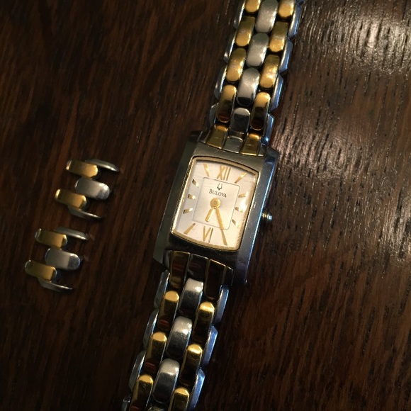 Bulova Two Tone 98L110 Rectangular Watch - Picture 2 of 8